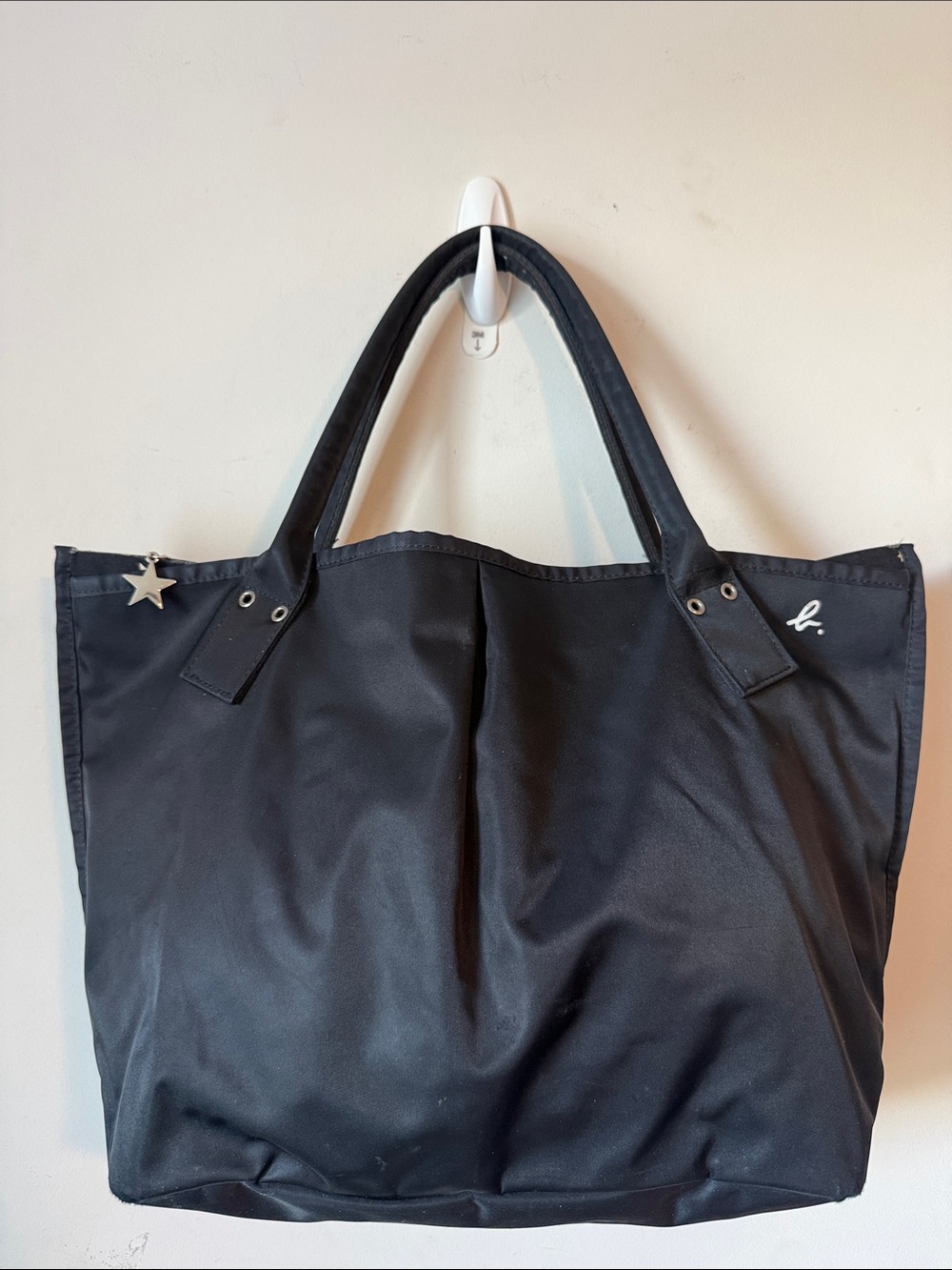 Agnes B. Black Tote Bag with Star Charm